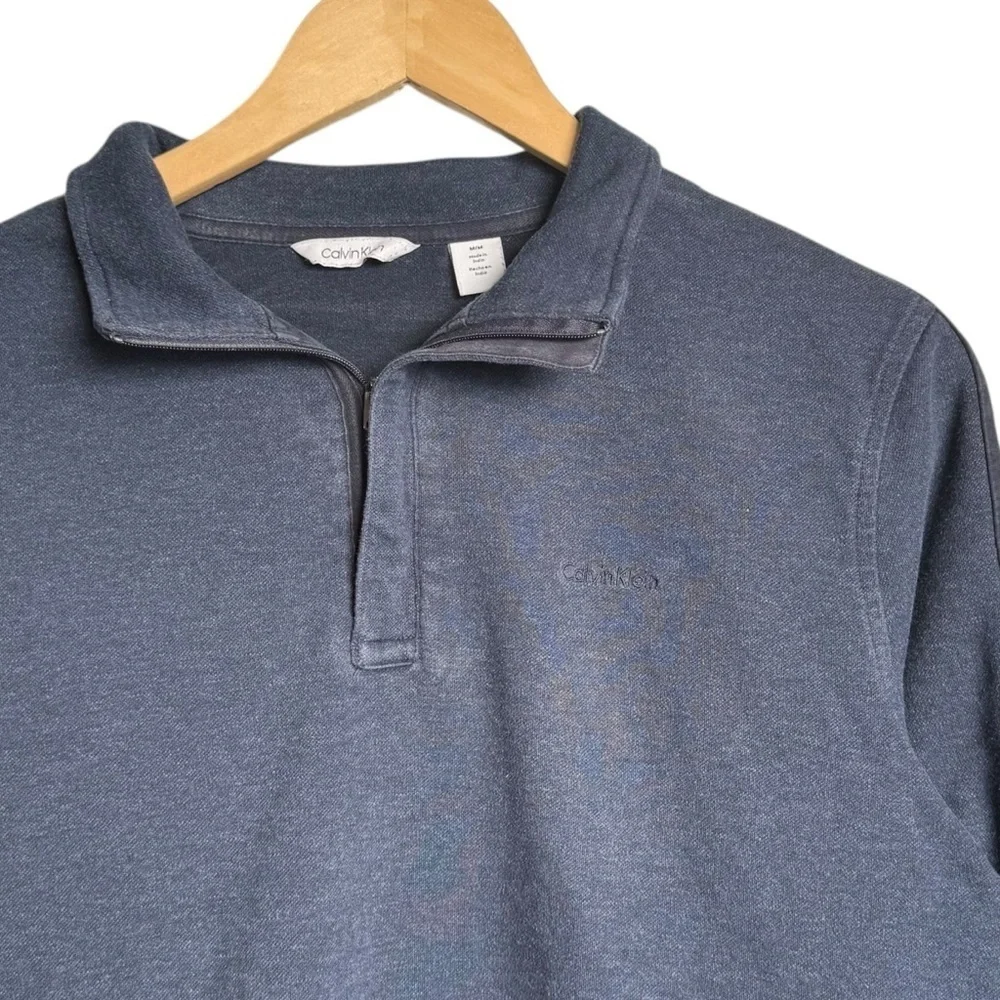 4/$25 Calvin Klein 1/4 Zip Mock Turtleneck  Pullover Sweater Size Medium Navy